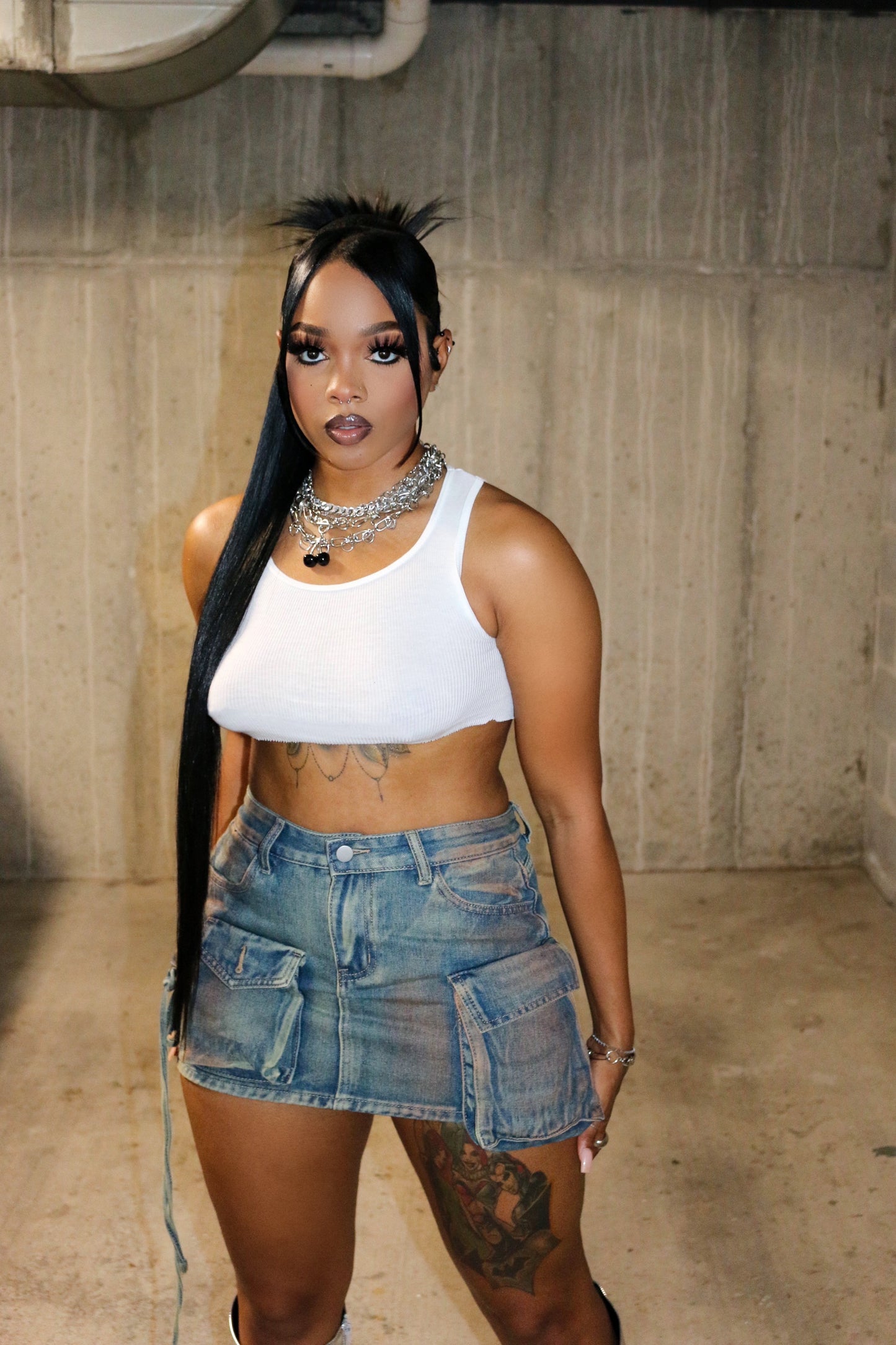 3 Shades Of Denim Skirt
