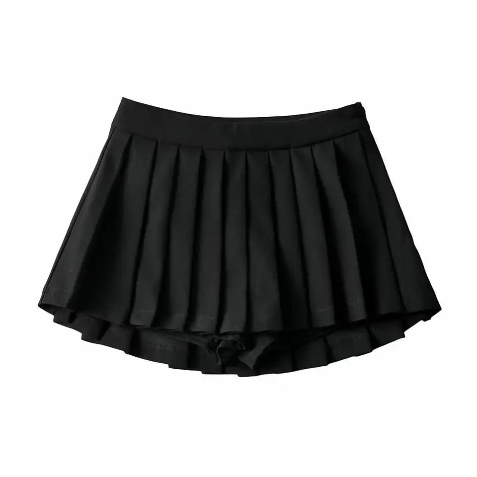 Pleated Mini Skirt Black